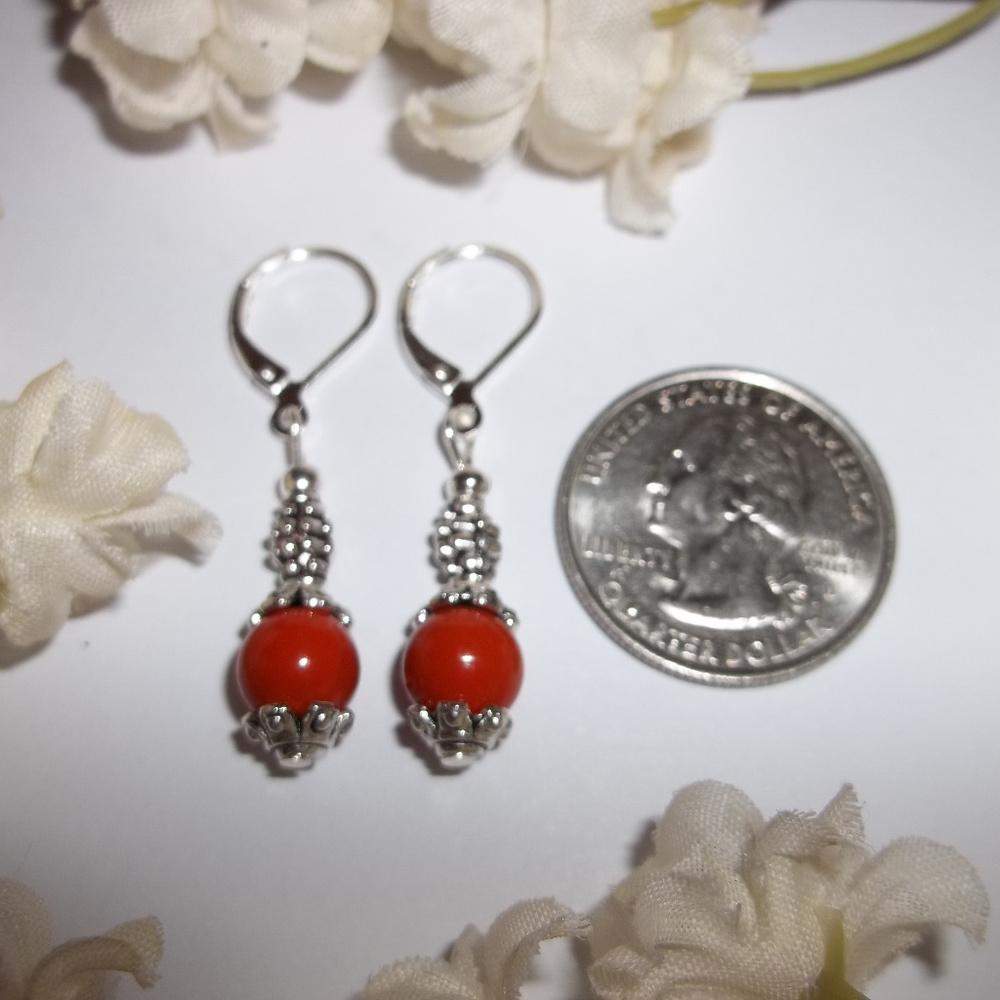 Earring Set Burnt Orange Beaded NWT Handmade 4621 - Picture 2 of 6